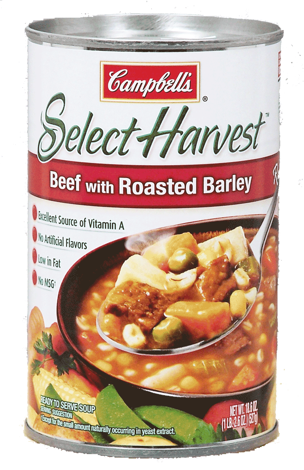 Campbell's&nbsp;Select&nbsp;beef with roasted barley soup made with herb-seasoned beef Full-Size Picture